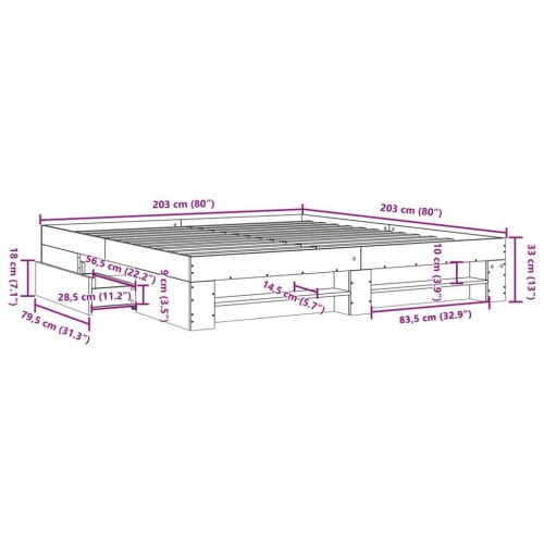 Sengeramme uden madras 200x200 cm konstrueret træ sonoma-eg
