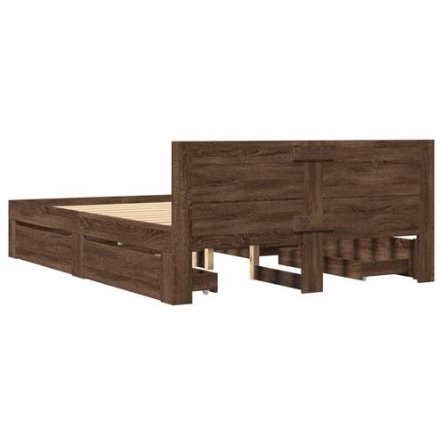 Sengeramme m. sengegavl 120x190 cm konstrueret træ brunt egetræ