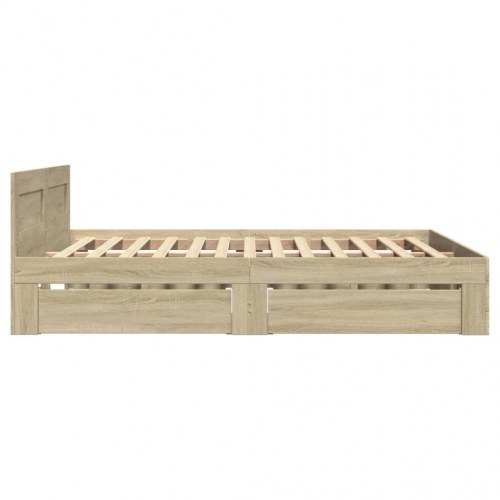 Sengeramme med gavl og skuffer 120 x 190 cm - sonoma-eg