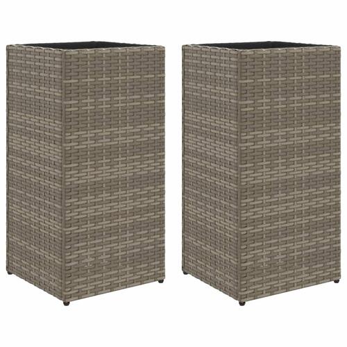 Plantekasser 2 stk. 30x30x60 cm polyrattan grå