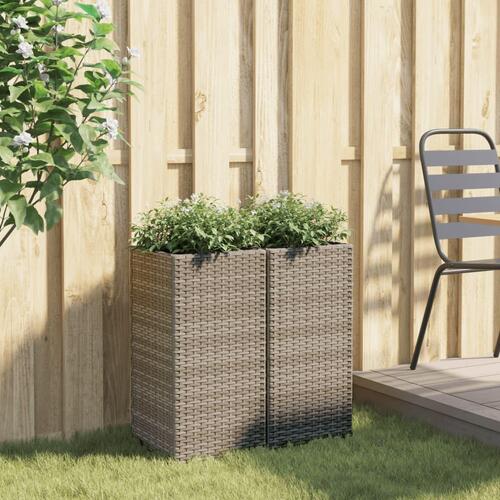 Plantekasser 2 stk. 30x30x60 cm polyrattan grå