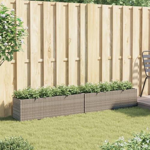 Plantekasser 2 stk. med 3 potter 105x30x32 cm polyrattan grå