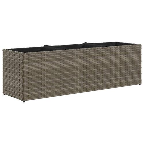 Plantekasser 2 stk. med 3 potter 105x30x32 cm polyrattan grå
