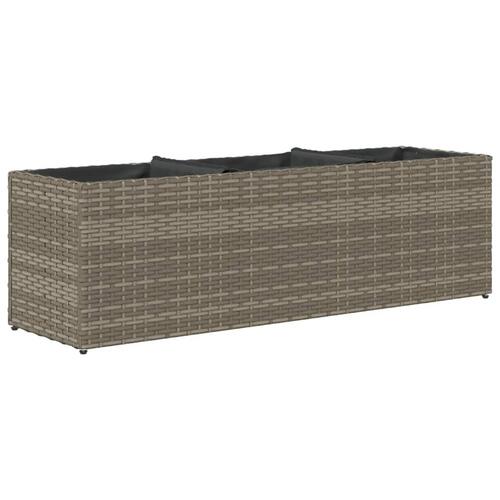 Plantekasser 2 stk. med 3 potter 105x30x32 cm polyrattan grå