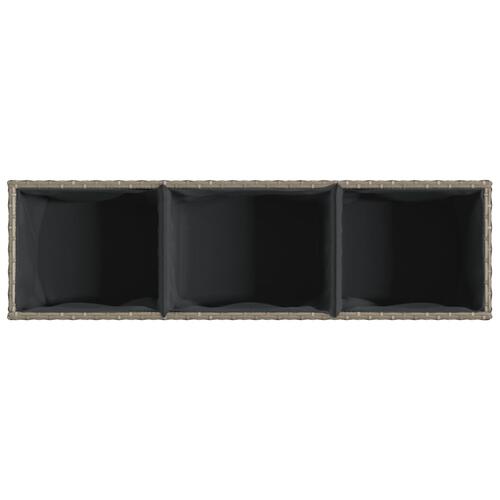 Plantekasser 2 stk. med 3 potter 105x30x32 cm polyrattan grå