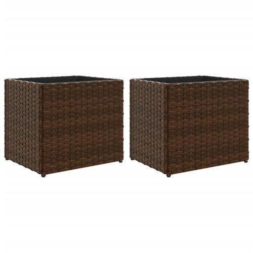Plantekasser 2 stk. 36x30x32 cm polyrattan brun