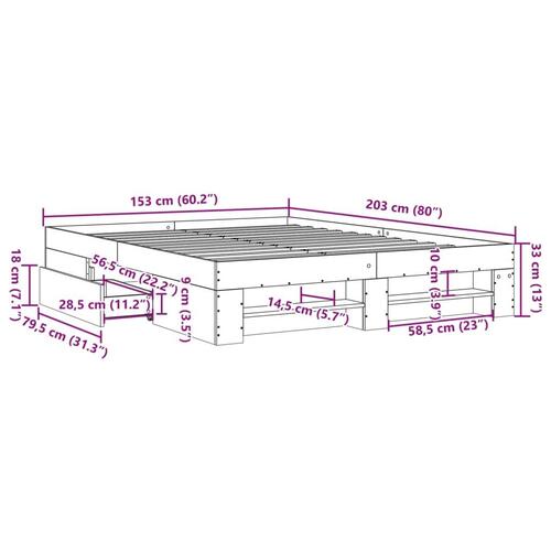 Sengestel 150x200 cm konstrueret træ hvid