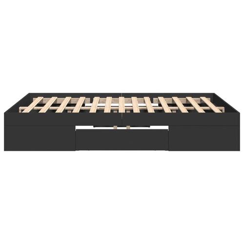 Sengestel 140x200 cm massivt træ sort