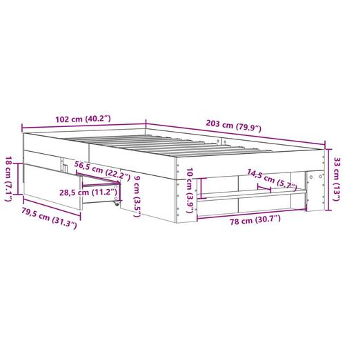 Sengeramme 100x200 cm konstrueret træ hvid