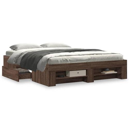 Sengeramme 150x200 cm uden madras konstrueret træ brunt eg