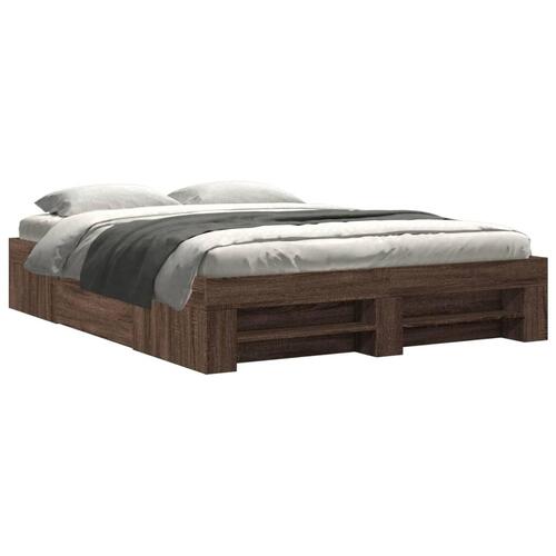 Sengeramme 150x200 cm uden madras konstrueret træ brunt eg