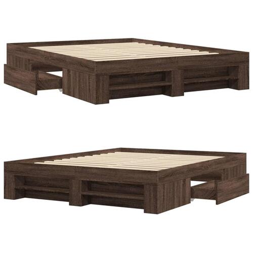 Sengeramme 150x200 cm uden madras konstrueret træ brunt eg