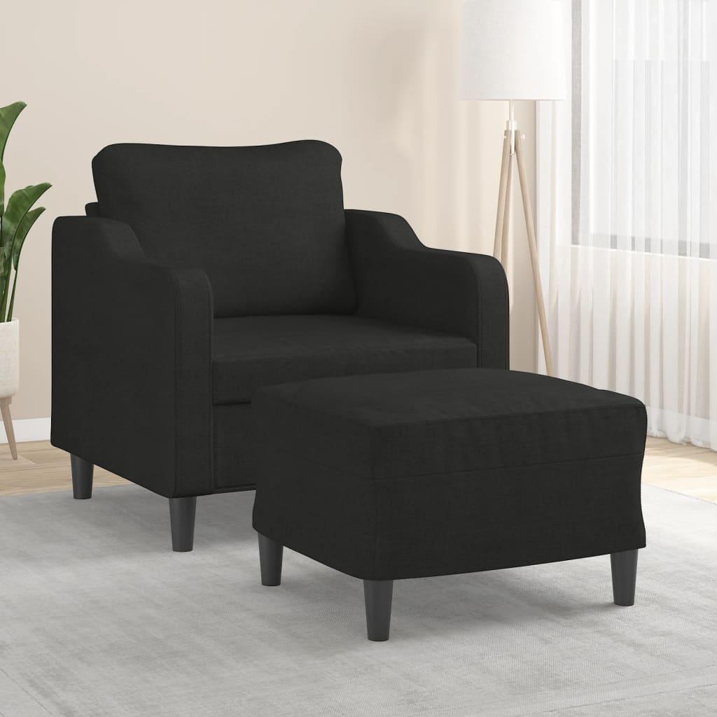 Sofastol med fodskammel 60 cm stof Sort