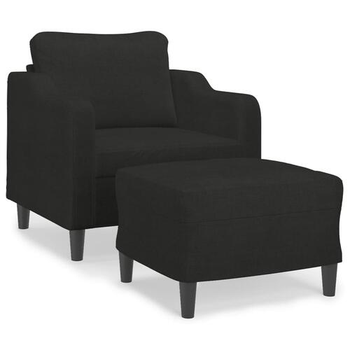 Sofastol med fodskammel 60 cm stof Sort