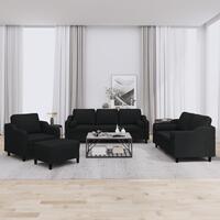 Sofasæt 4 dele med puder stof sort