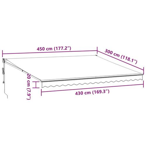 Foldemarkise 4,5x3 m stof og aluminium antracitgrå og hvid