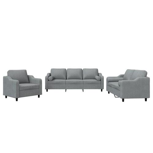 3 personers sofa med puder stof lysegrå