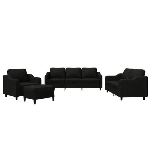 Sofasæt 4 dele med hynder stof sort