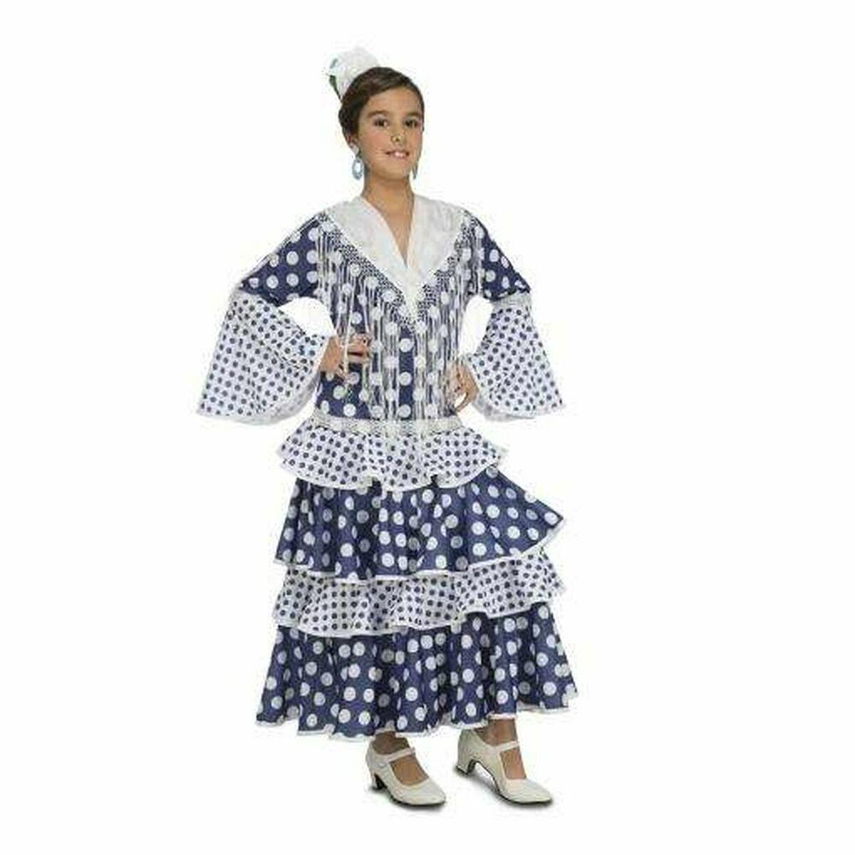 Børnekostume flamenco danser - blå, 5-6 år