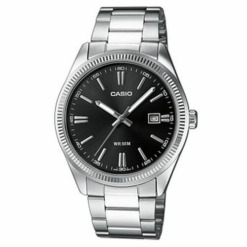 Herreur Casio DATE Sølvfarvet Multifunktion Sort (Ø 39 mm)
