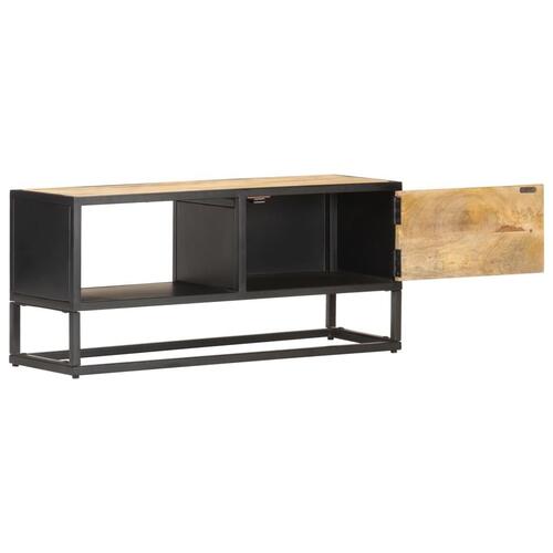 Tv-skab med udskåret låge 90x30x40 cm ru mangotræ