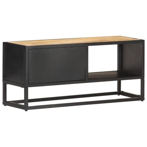 Tv-skab med udskåret låge 90x30x40 cm ru mangotræ