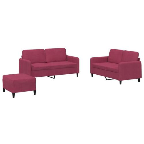 3 personers sofa velour vinrød