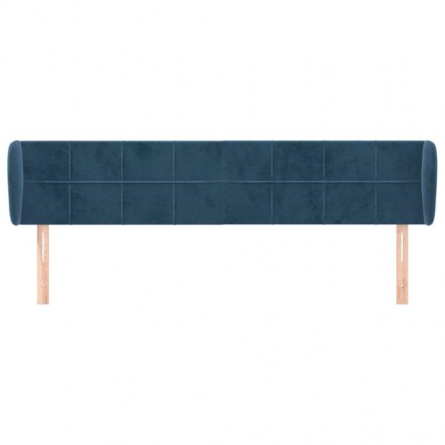 Sengegavl med kanter 163 x 23 x 78/88 cm - mørkeblå fløjl