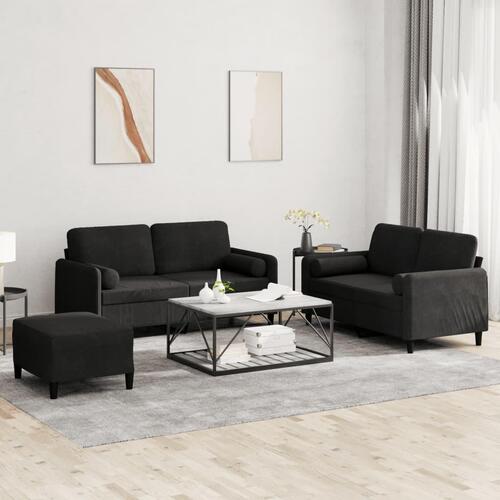 3 personers sofa med puder velour sort