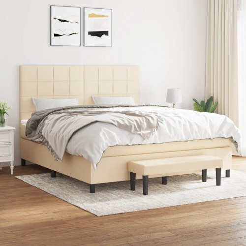 Kontinentalseng med madras 160x200 cm - cremefarvet stof