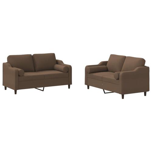 2 personers sofa med puder stof brun