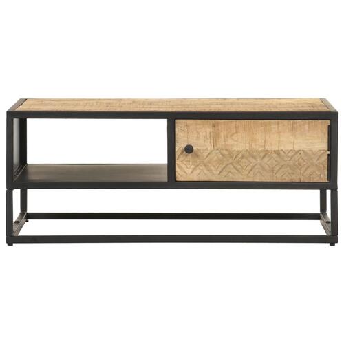 Sofabord med udskåret låge 90x55x36 cm ru mangotræ