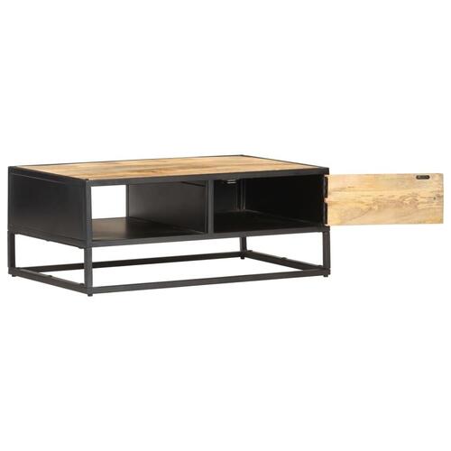 Sofabord med udskåret låge 90x55x36 cm ru mangotræ