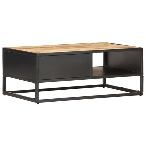 Sofabord med udskåret låge 90x55x36 cm ru mangotræ