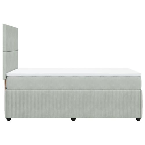 Kontinentalseng med madras 90x200cm fløjl lysegrå