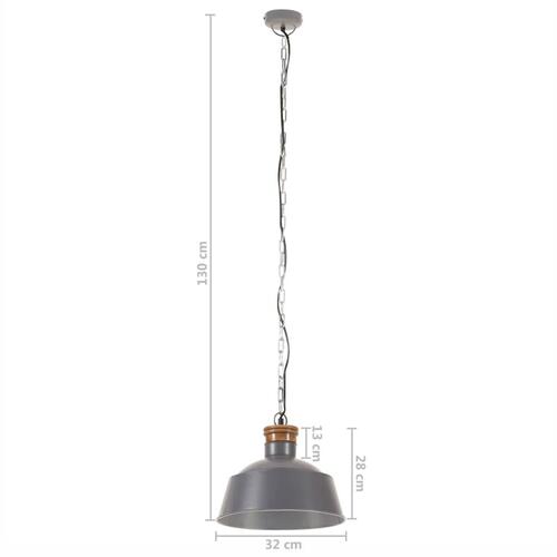 Industriel hængelampe 32 cm E27 grå