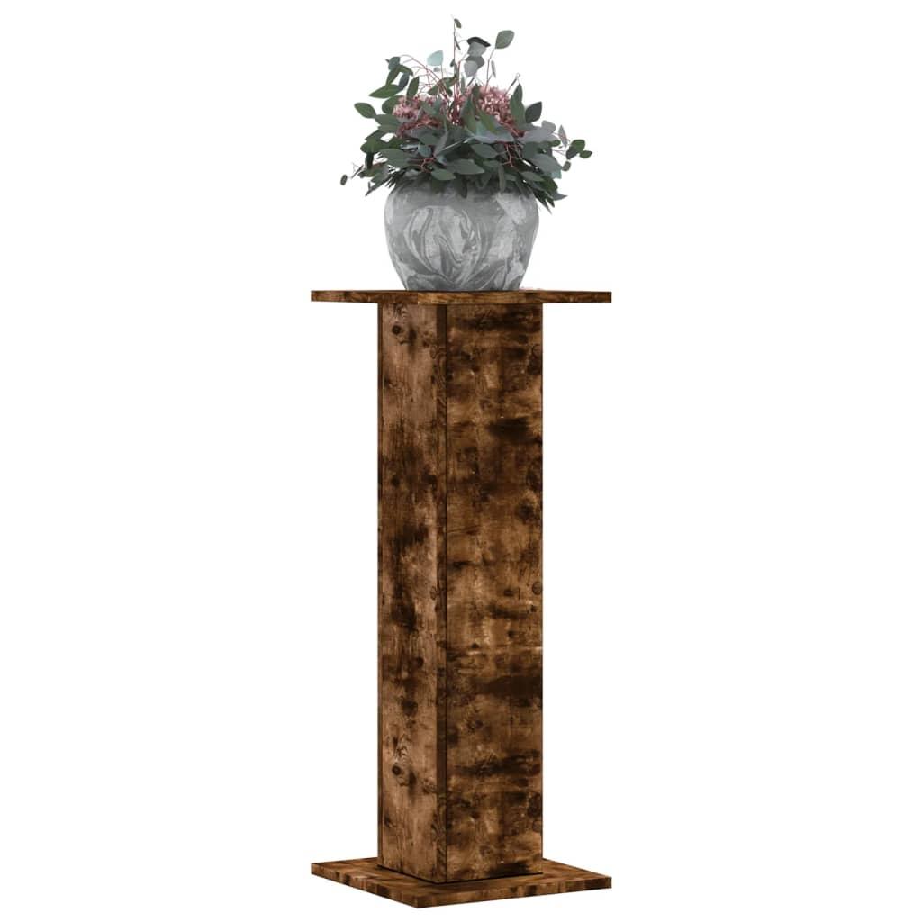 Plantestativer 2 stk. 30x30x80 cm konstrueret træ røget eg