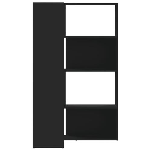 Bogreol til hjørne 85x85x140 cm 4 hylder konstrueret træ sort