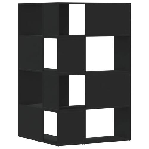 Bogreol til hjørne 85x85x140 cm 4 hylder konstrueret træ sort