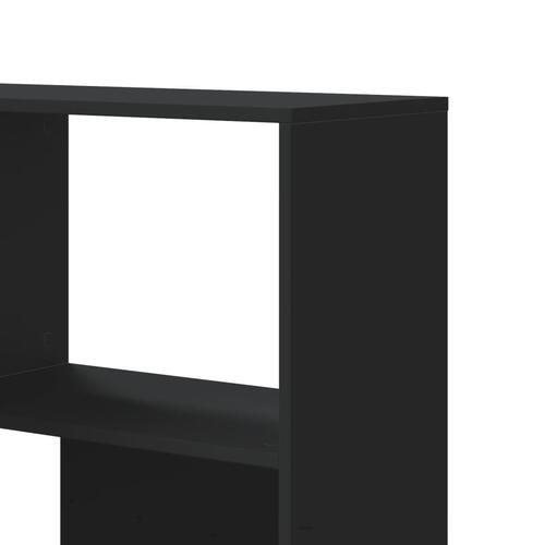 Bogreol til hjørne 85x85x140 cm 4 hylder konstrueret træ sort