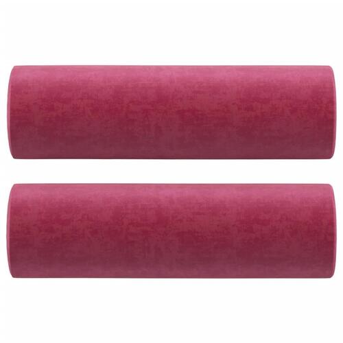 2-personers sofa med pyntepuder 120 cm velour vinrød