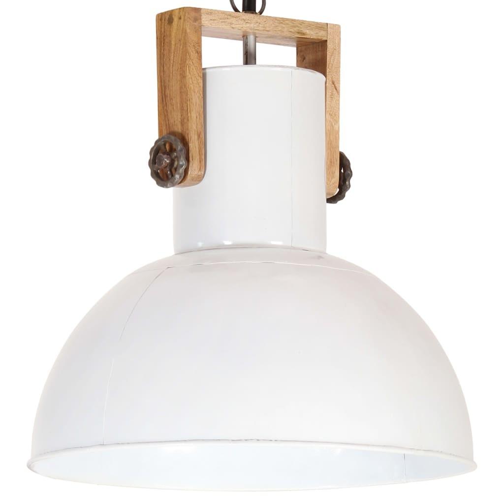 Industriel hængelampe 25 W rund 42 cm E27 mangotræ hvid