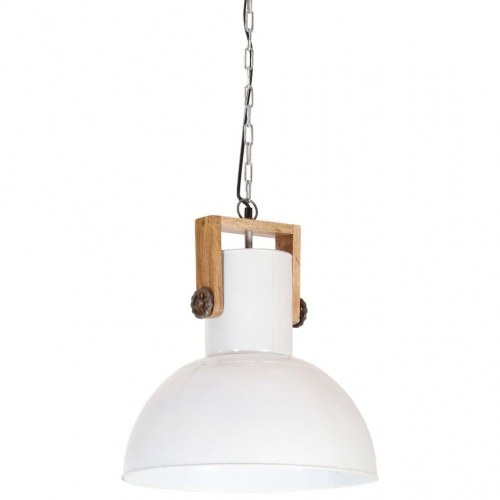 Industriel hængelampe 25 W rund 42 cm E27 mangotræ hvid