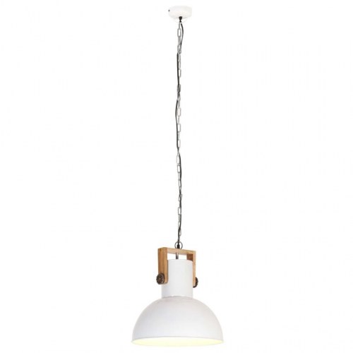 Industriel hængelampe 25 W rund 42 cm E27 mangotræ hvid