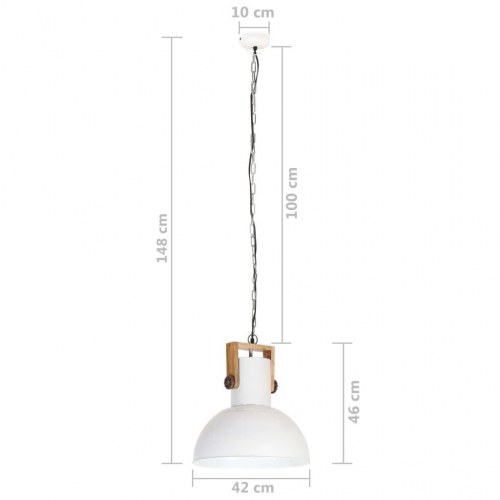 Industriel hængelampe 25 W rund 42 cm E27 mangotræ hvid