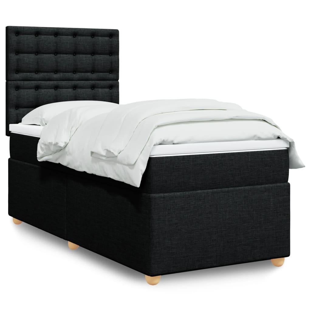Kontinentalseng med madras og topmadras 90x200 cm - stof, sort billede