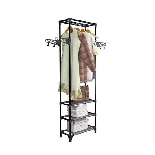 Tøjstativ 55x28,5x175 cm stål og ikke-vævet stof sort
