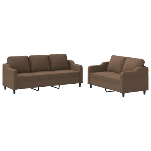 2 personers sofa med hynder stof brun