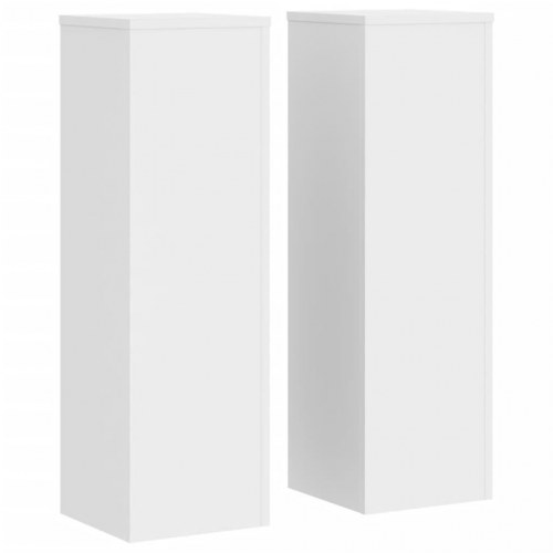 Plantestativer - sæt af 2, 25×25×80 cm, hvidt konstrueret træ