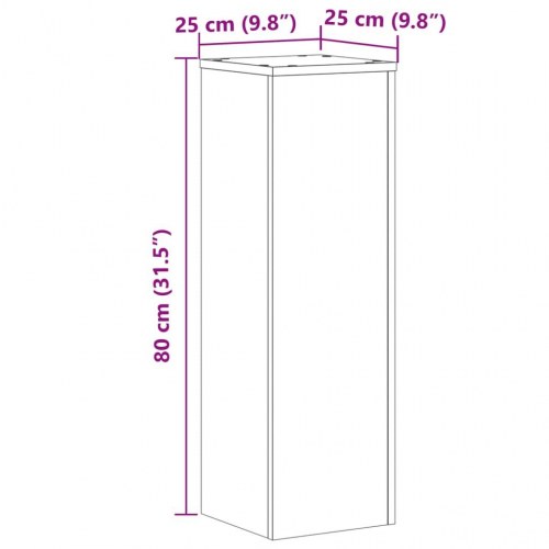 Plantestativer - sæt af 2, 25×25×80 cm, hvidt konstrueret træ